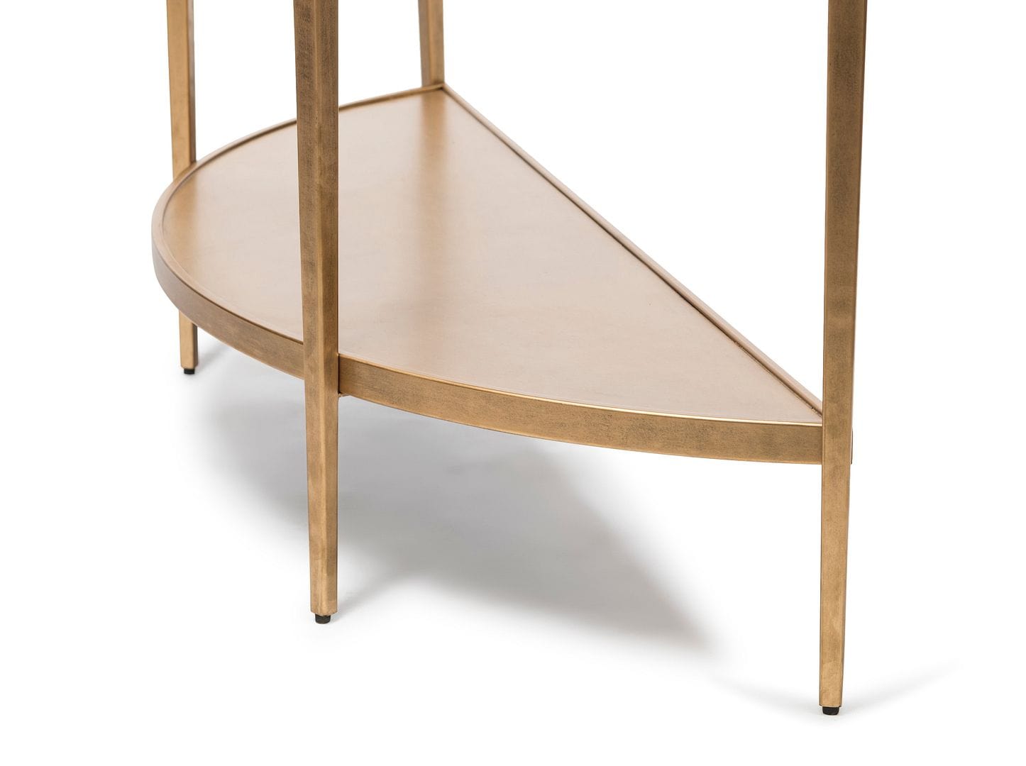 Elegant Half Round Console Table with Dark French Brass and Wood Top