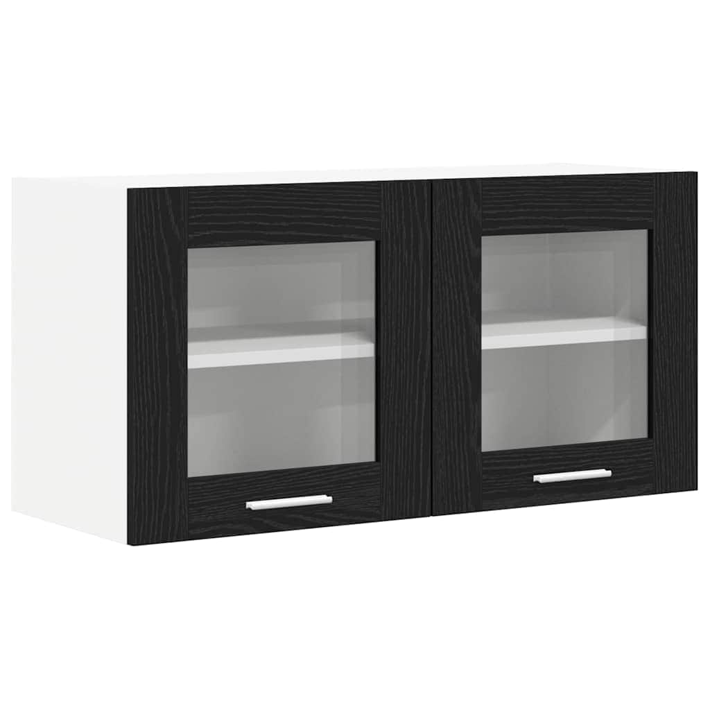 Black colour - Elegant Hanging Cabinet Riga Black Oak and White - Space-Saving