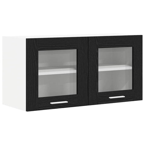 Elegant Hanging Cabinet Riga Black Oak and White - Space-Saving