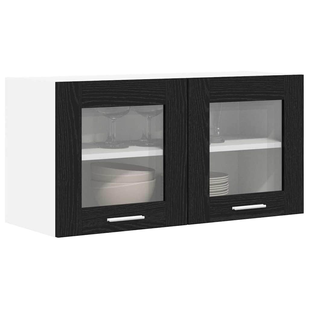 2vty - Elegant Hanging Cabinet Riga Black Oak and White - Space-Saving