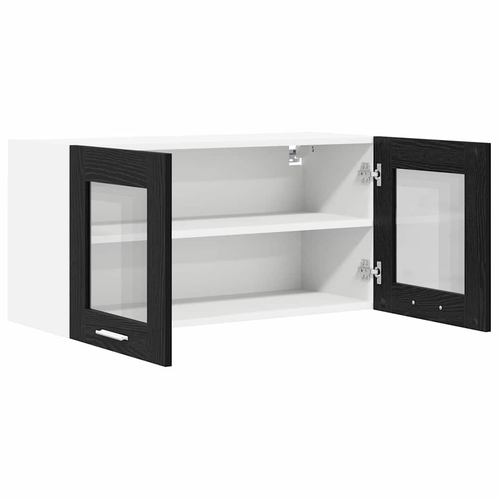 Elegant Hanging Cabinet Riga Black Oak and White - Space-Saving | Black colour
