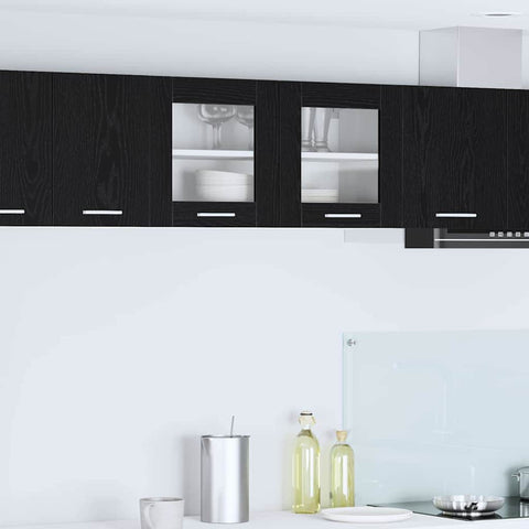 Elegant Hanging Cabinet Riga Black Oak and White - Space-Saving