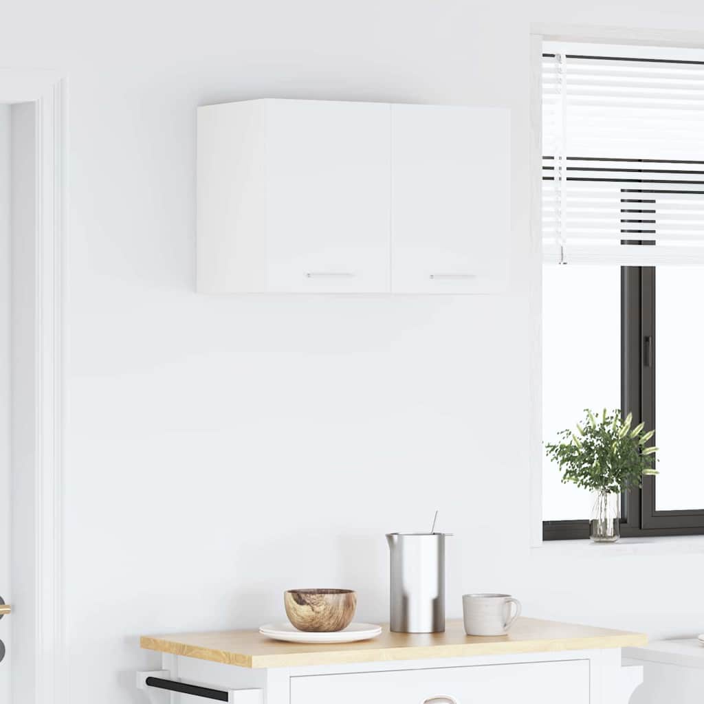 Elegant Hanging Cabinet Riga White Engineered Wood - Durable