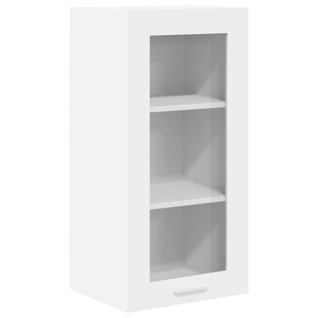 White colour - Elegant Hanging Cabinet Riga White Engineered Wood - Soft Upholstery
