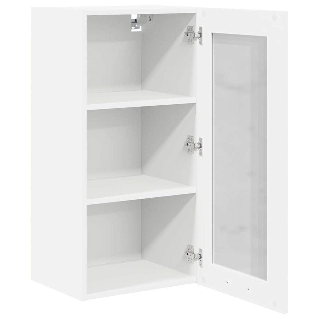 Wood finish - Elegant Hanging Cabinet Riga White Engineered Wood - Soft Upholstery