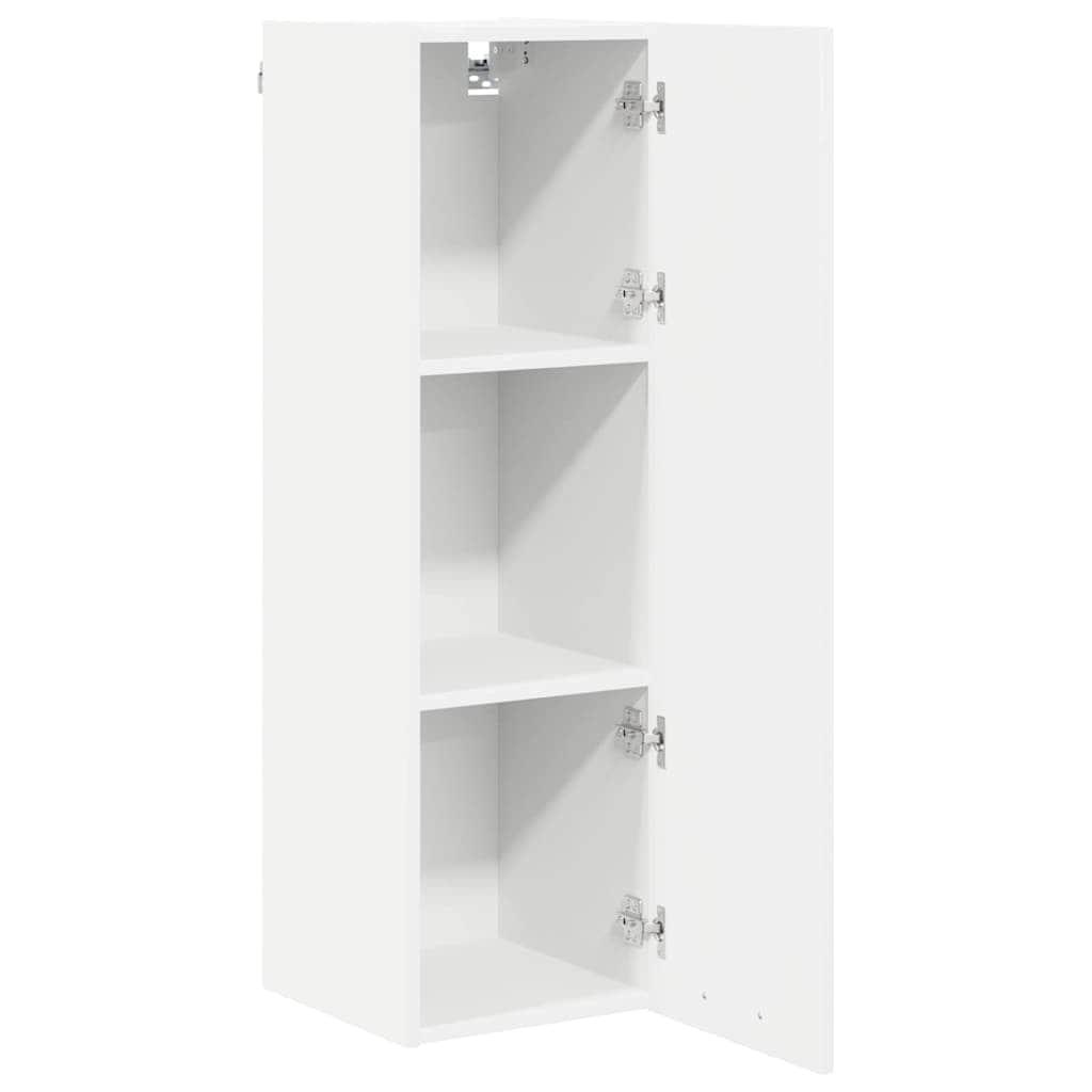 Wood finish - Elegant Hanging Cabinet Riga White Engineered Wood - Space-Saving