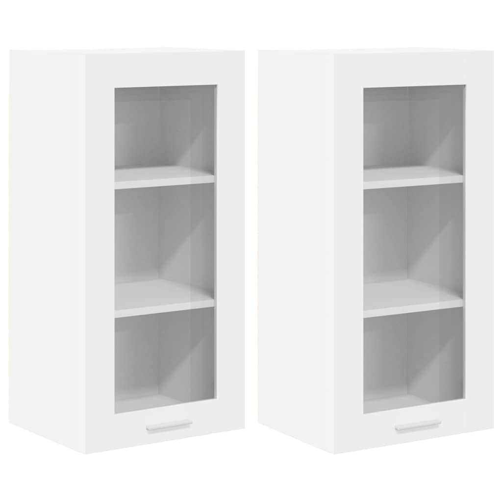 2 Pcs - Elegant Hanging Cabinet with Shelf Riga 2 pcs White - Soft