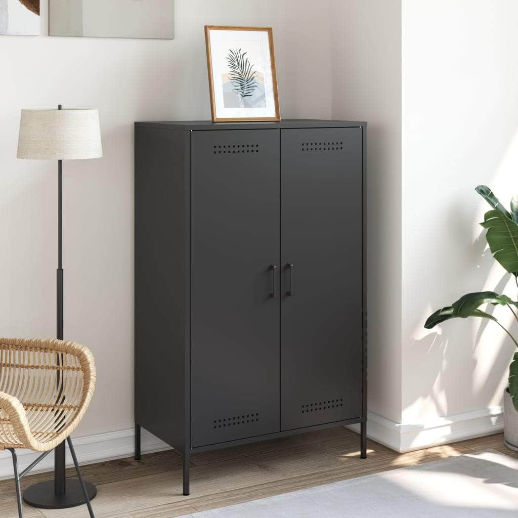 Elegant Highboard Black Steel