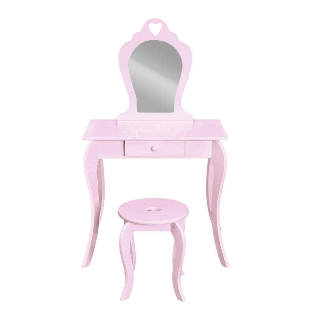 Elegant Kids Vanity Set with Mirror - Pink Dressing Table