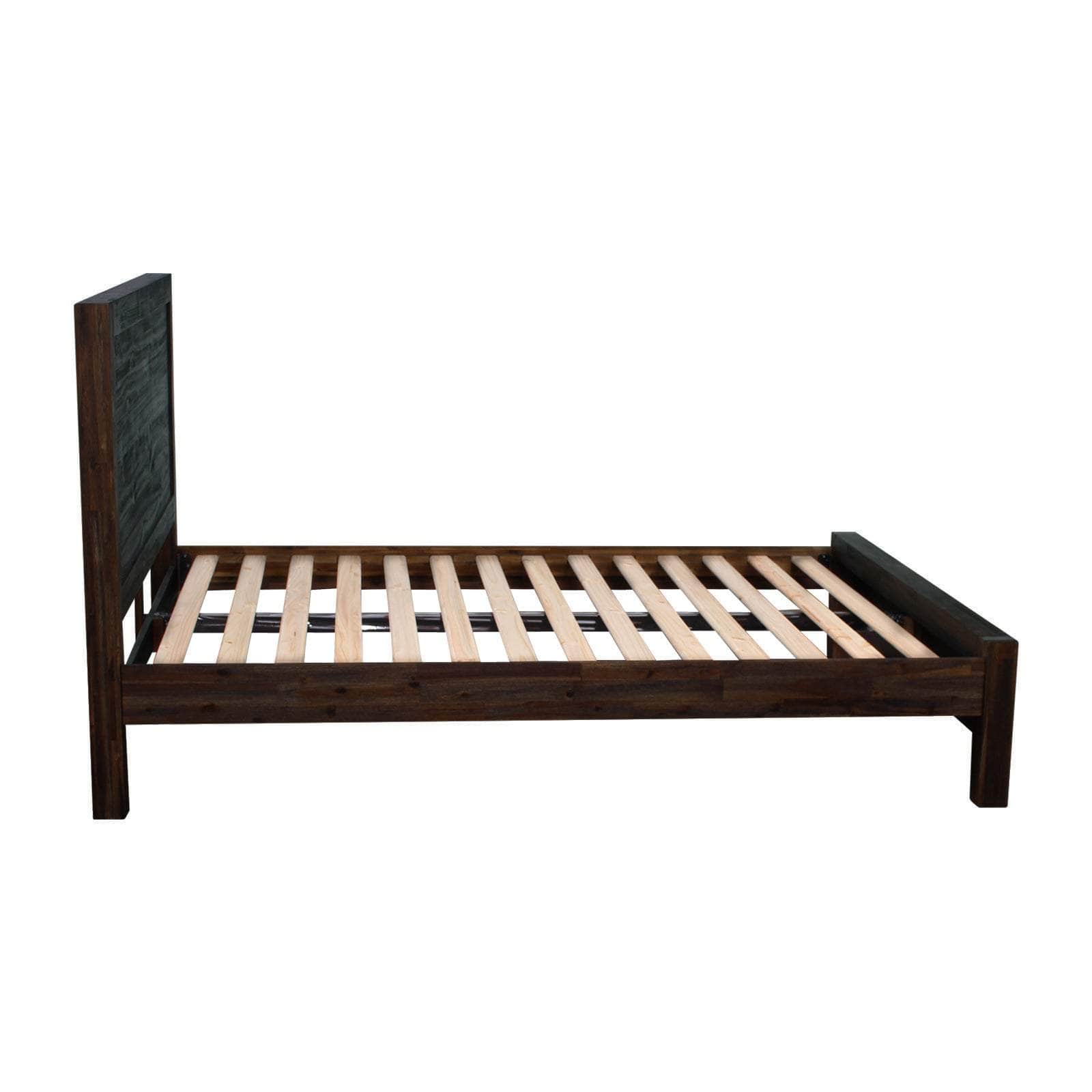 Elegant King Bed Frame in Solid Acacia Wood - Chocolate