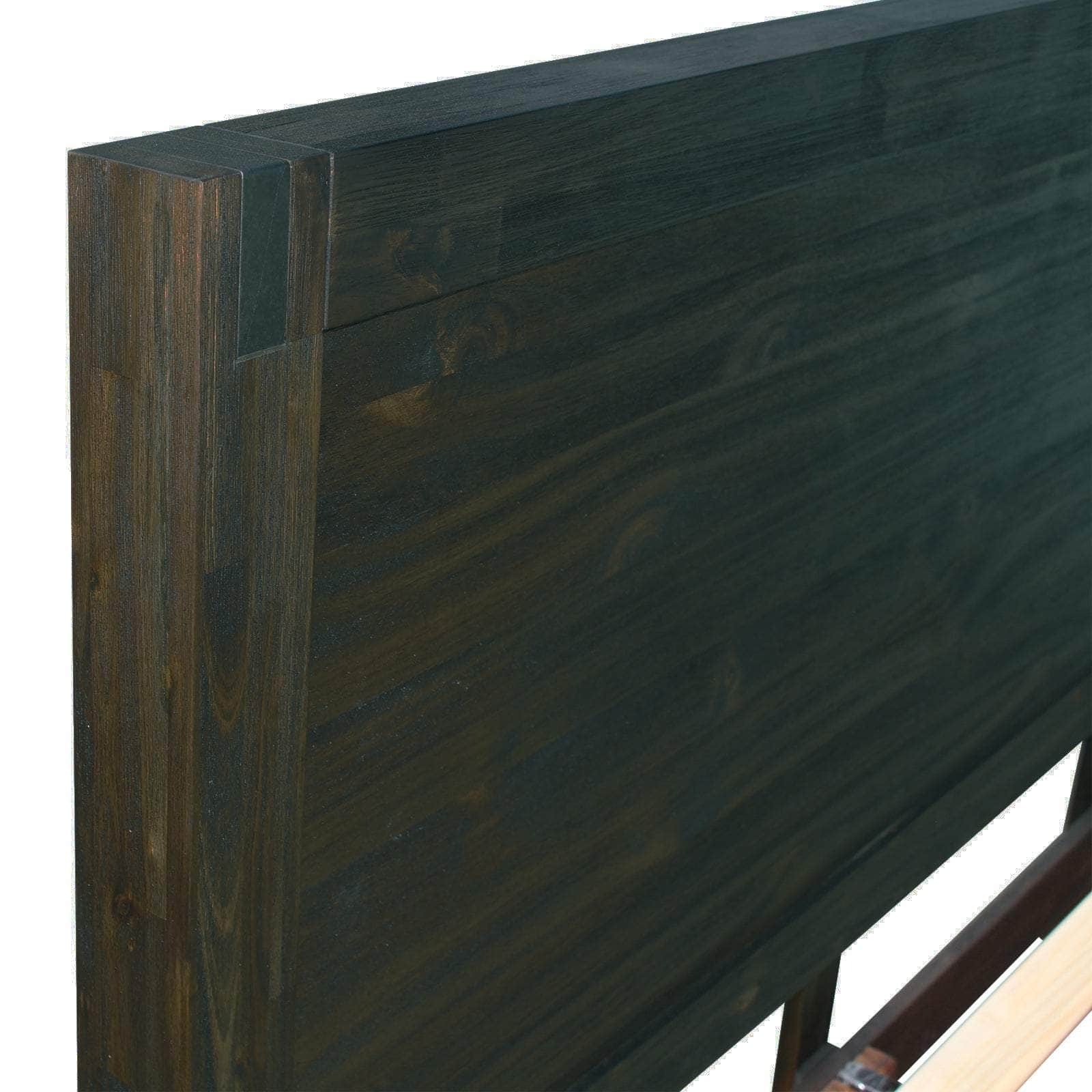 Elegant King Bed Frame in Solid Acacia Wood - Chocolate
