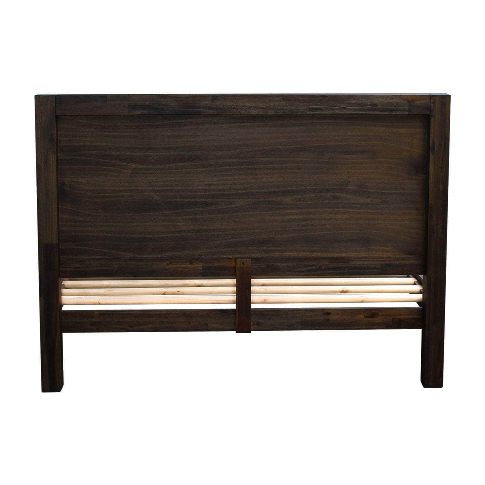 Elegant King Bed Frame in Solid Acacia Wood - Chocolate