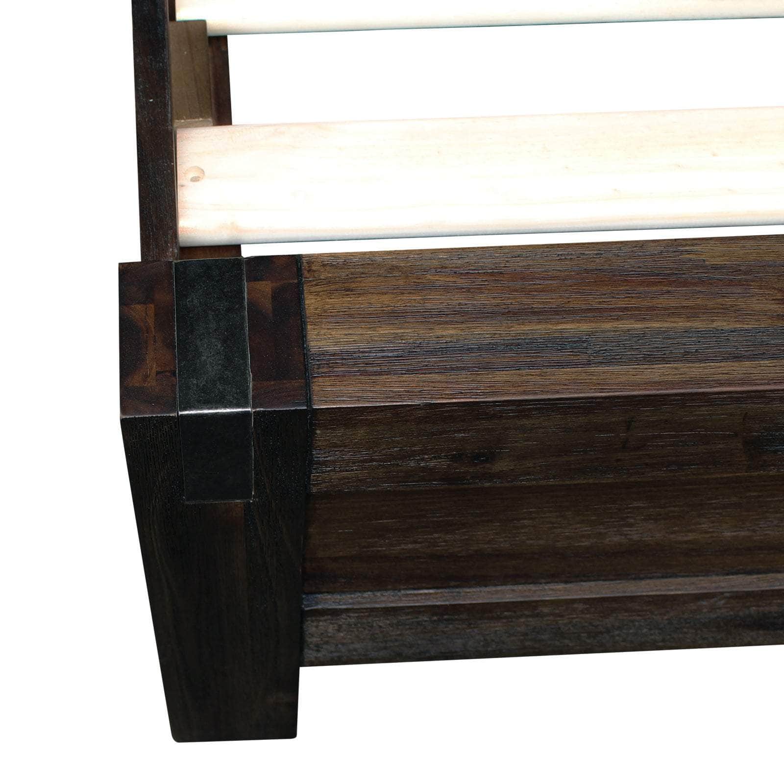 Elegant King Bed Frame in Solid Acacia Wood - Chocolate