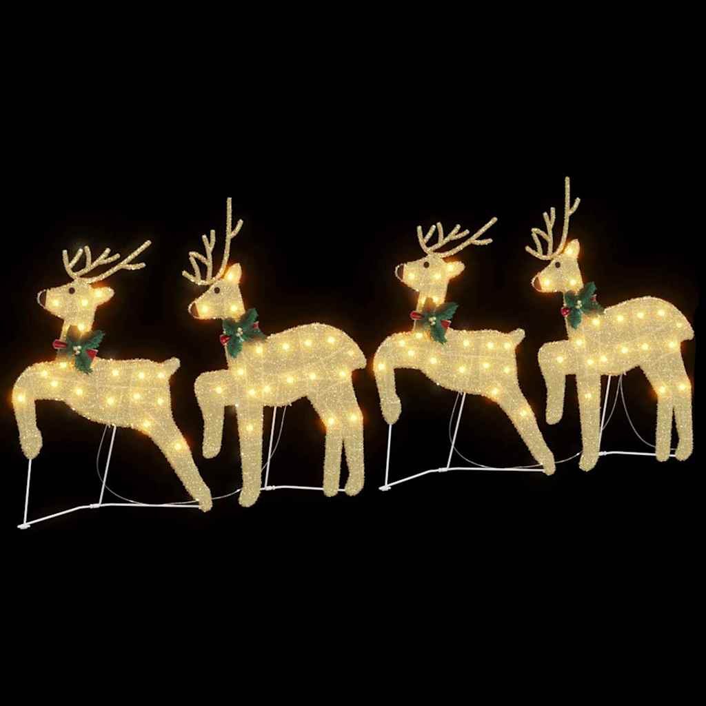 3vty - Elegant LED Reindeers 4 pcs Gold Fabric - Home Dacor Essential