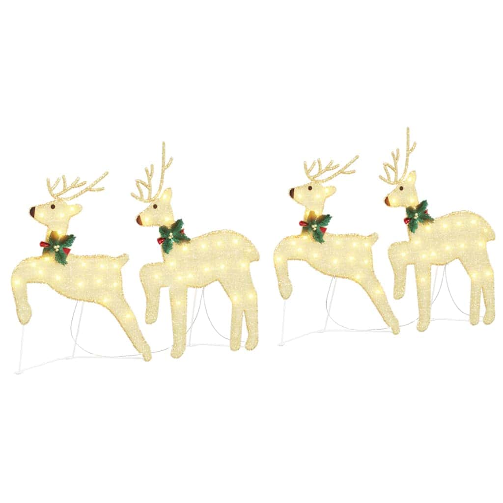 4 Pcs - Elegant LED Reindeers 4 pcs Gold Fabric - Home Dacor Essential