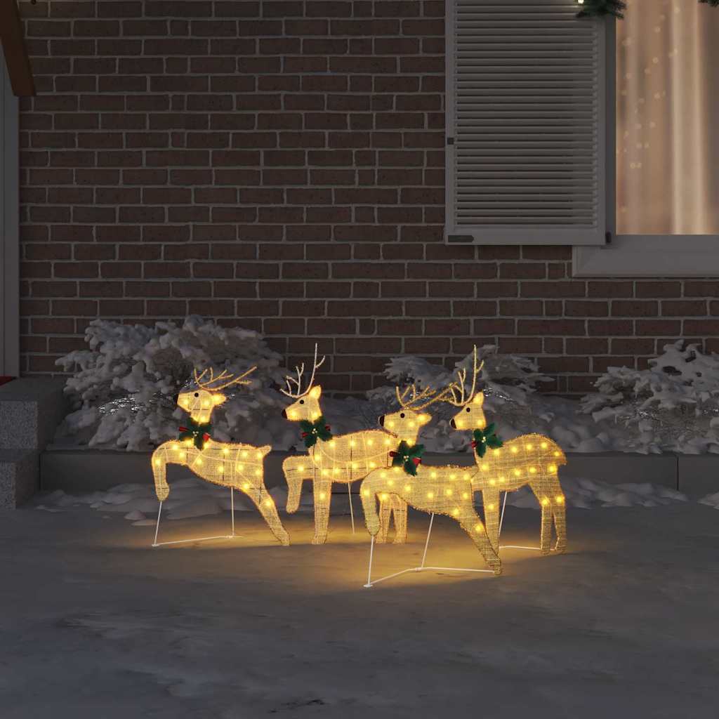 Elegant LED Reindeers 4 pcs Gold Fabric - Home Dacor Essential | Gold colour