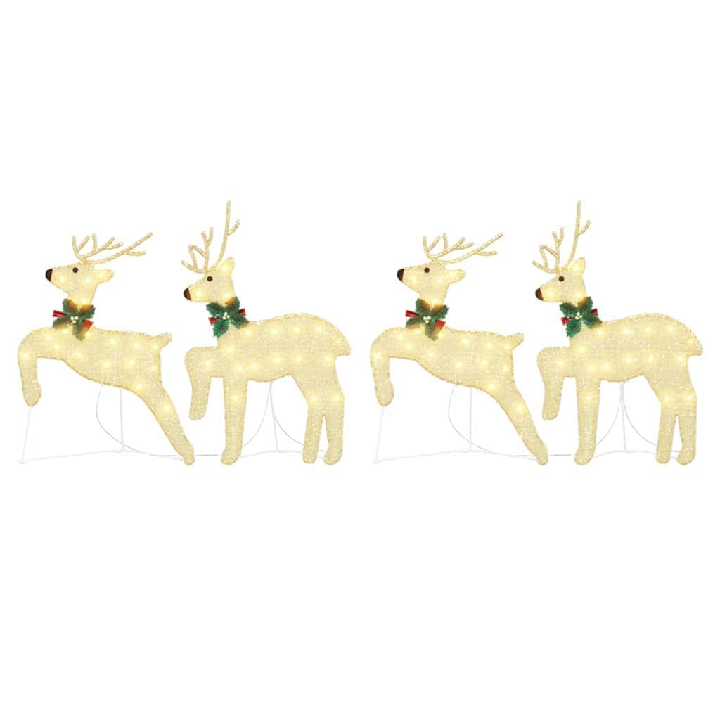 Gold colour - Elegant LED Reindeers 4 pcs Gold Fabric - Home Dacor Essential