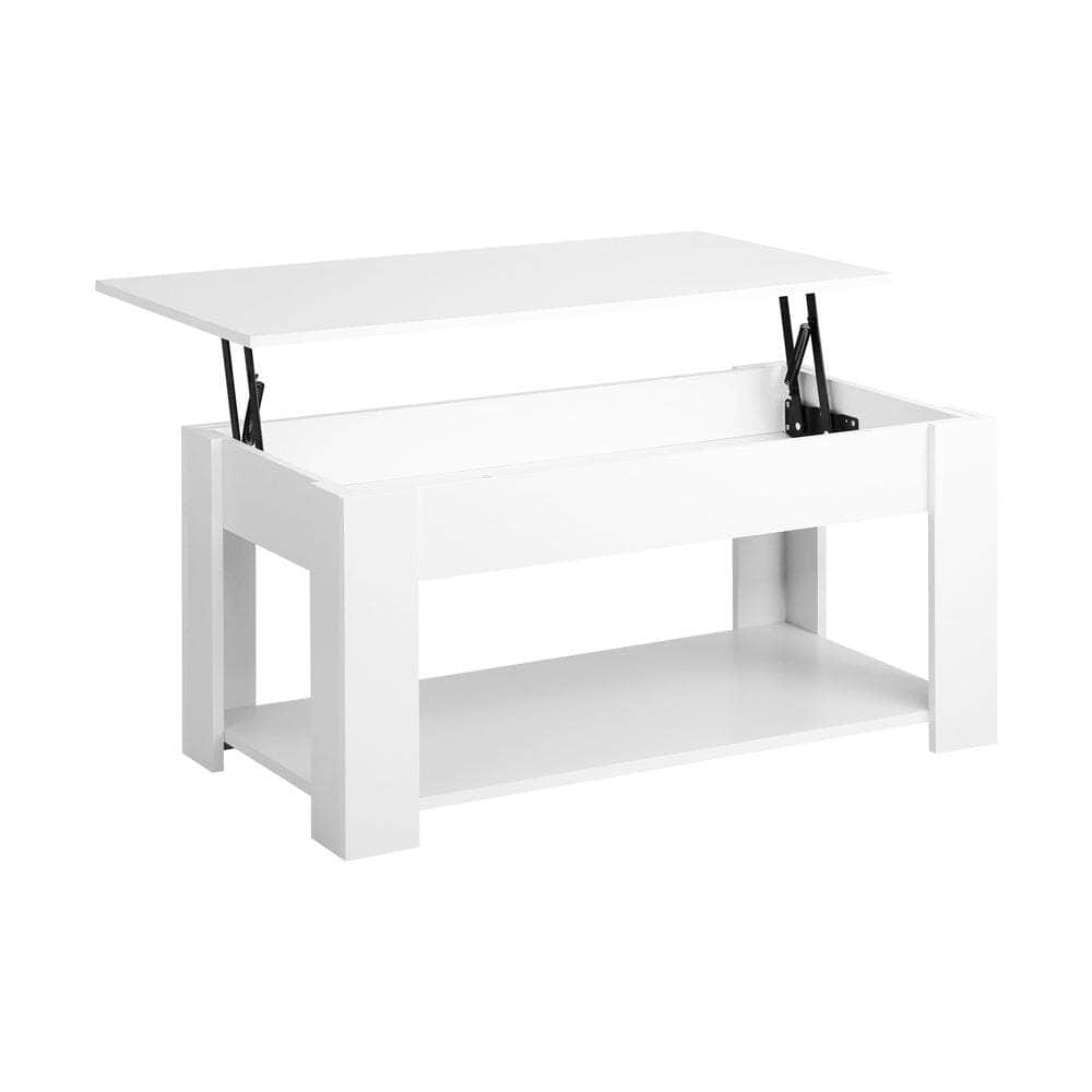 Elegant Lift-Up Top Coffee Table with White Finish and Ample Storage Space