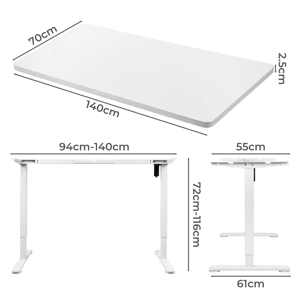 Elegant Motorised Standing Desk Adjustable 140cm White 1000x 1MM