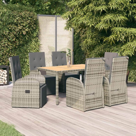 Elegant Oasis: 7-Piece Grey Rattan Garden Dining Set