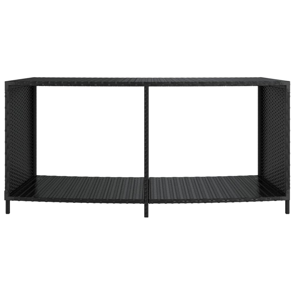 Elegant Organization: Set of 2 Black Poly Rattan Storage Shelves