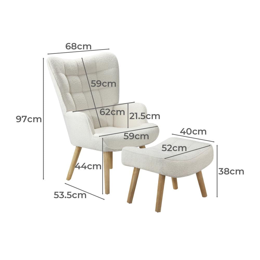 Elegant Ottoman Accent Chair - White