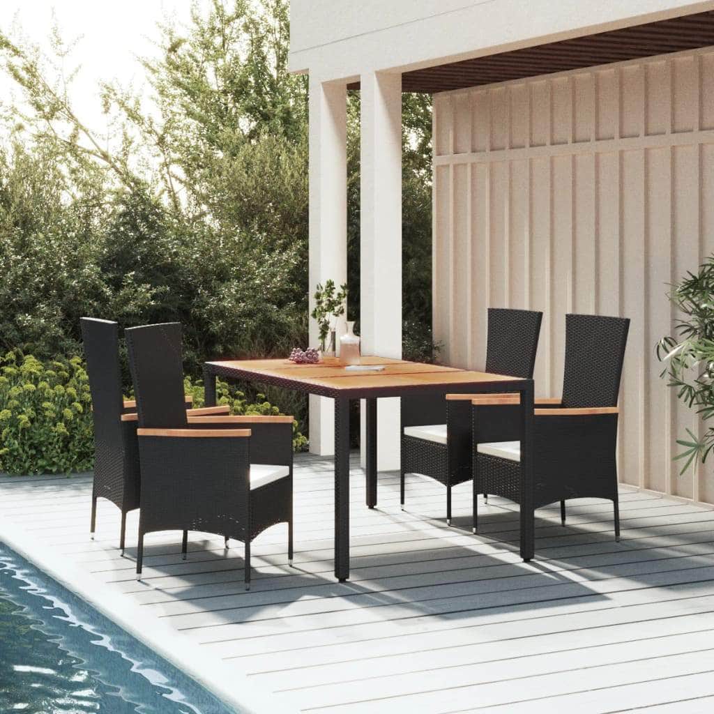 Elegant Outdoor Dining: 5/7-Piece Poly Rattan Garden Set with Cushions