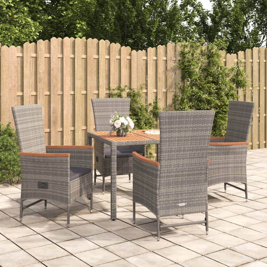 Elegant Outdoor Dining: 5-Piece Grey Poly Rattan Garden Set