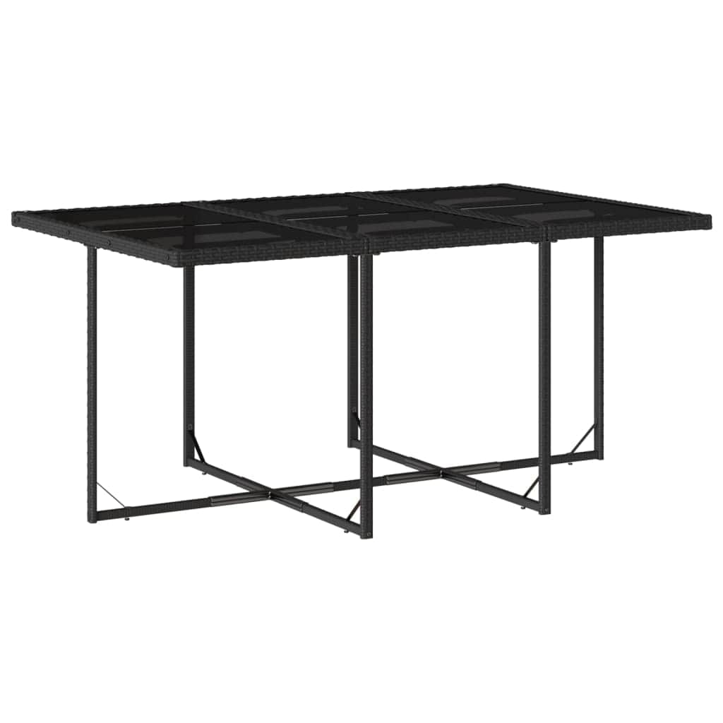 Elegant Outdoor Feasts: 11-Piece Black Poly Rattan Dining Set with Plush Cushions