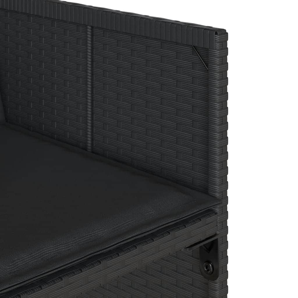 Elegant Outdoor Feasts: 11-Piece Black Poly Rattan Dining Set with Plush Cushions