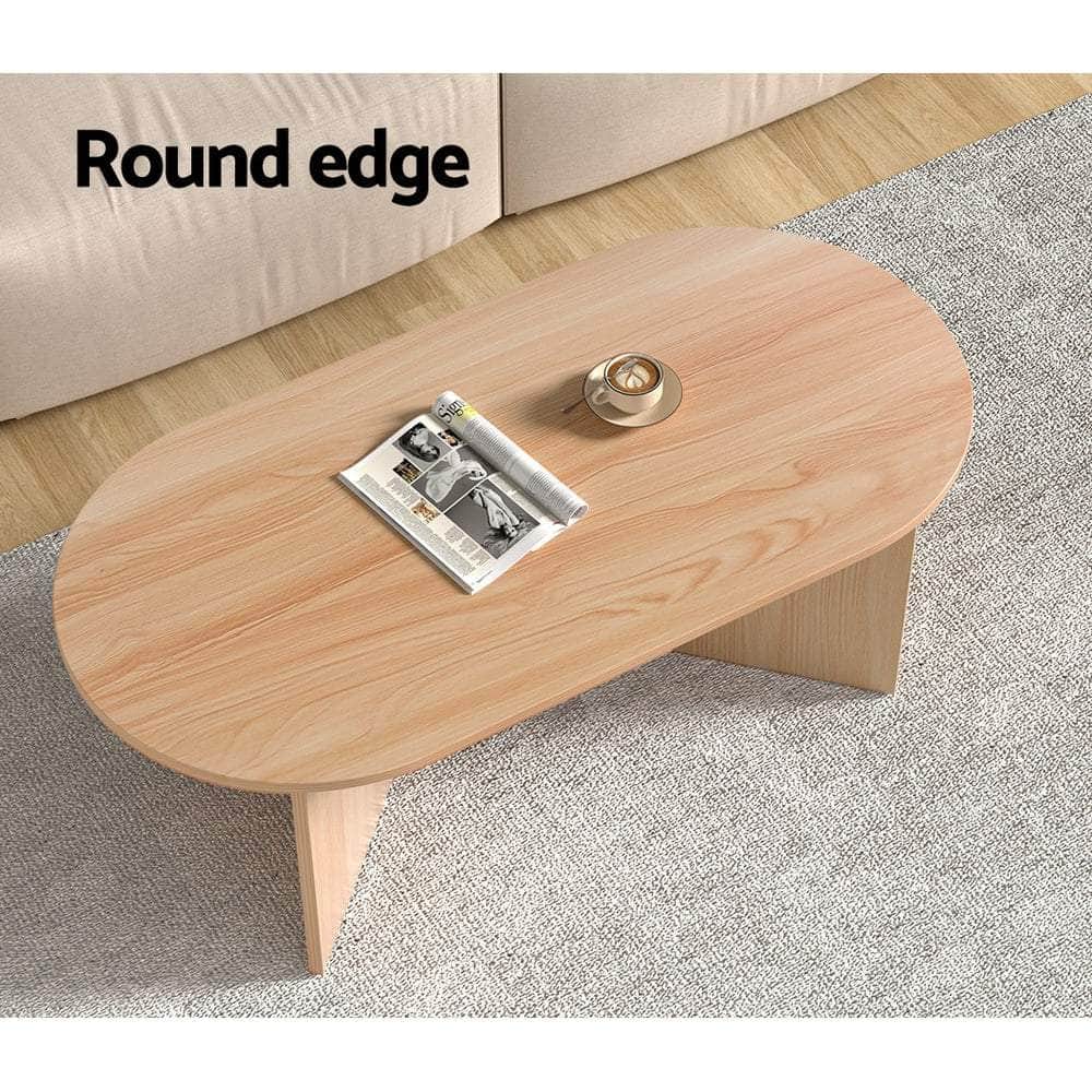 Elegant Oval Pine Coffee Table - 110CM