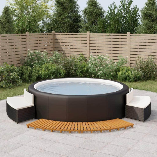 Elegant Retreat: Black Poly Rattan Hot Tub Enclosure with