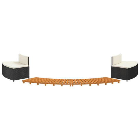 Elegant Retreat: Black Poly Rattan Hot Tub Enclosure with Solid Acacia Wood Accents