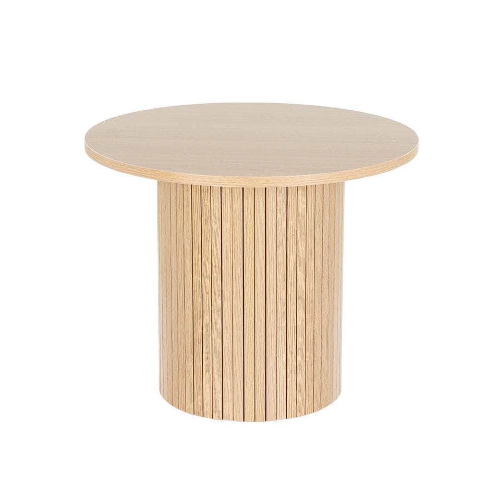 Elegant Round Coffee Table with Fluted Base