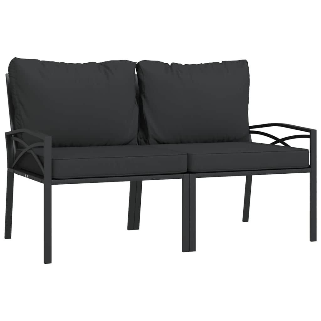 Elegant Steel Garden Chairs with Grey Cushions - Set of 2