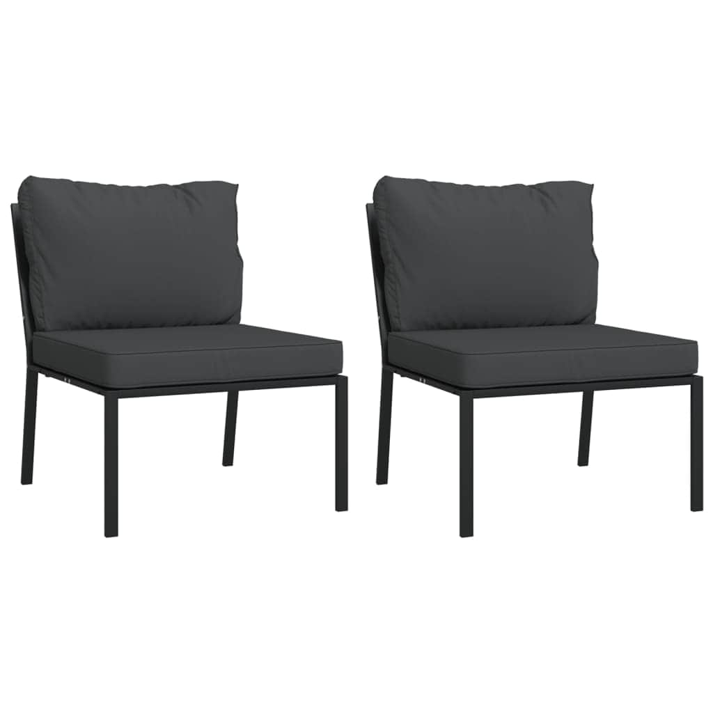 Elegant Steel Garden Chairs with Grey Cushions - Set of 2