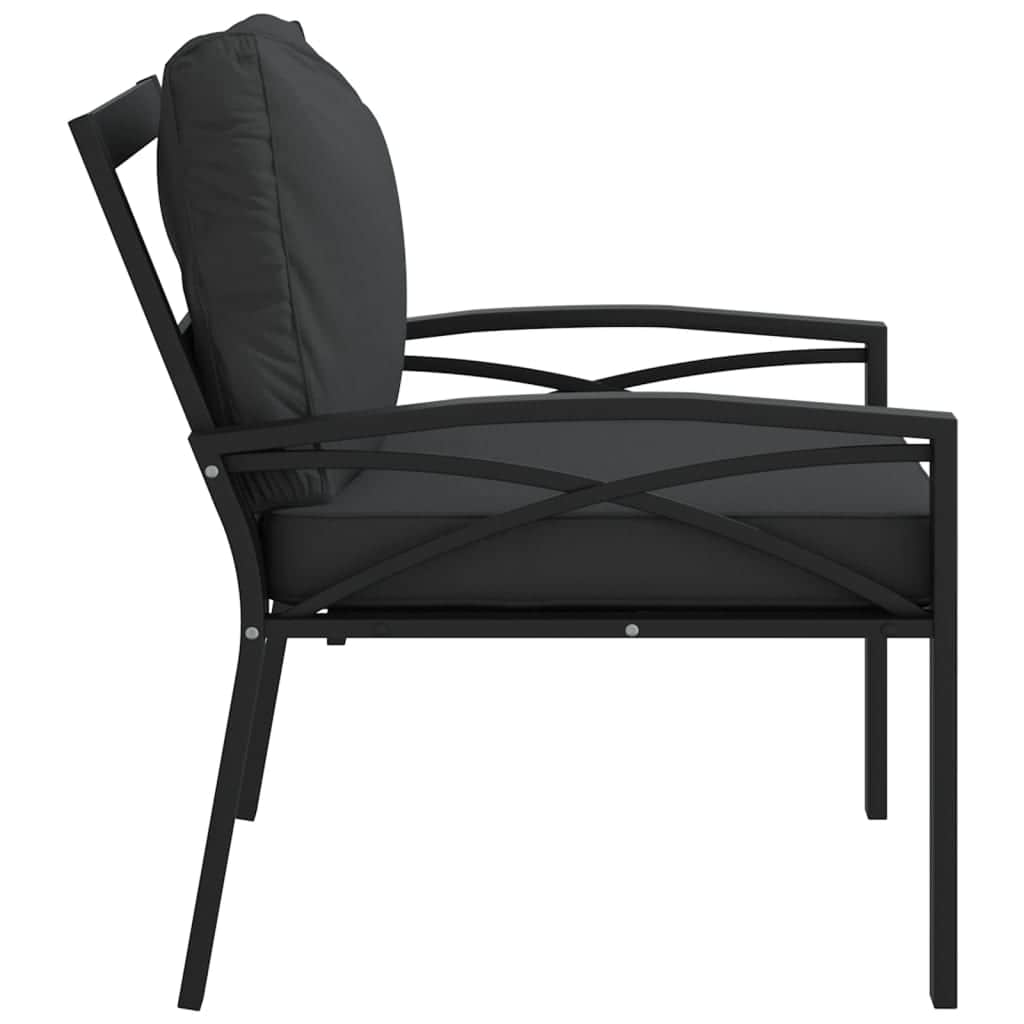 Elegant Steel Garden Chairs with Grey Cushions - Set of 2