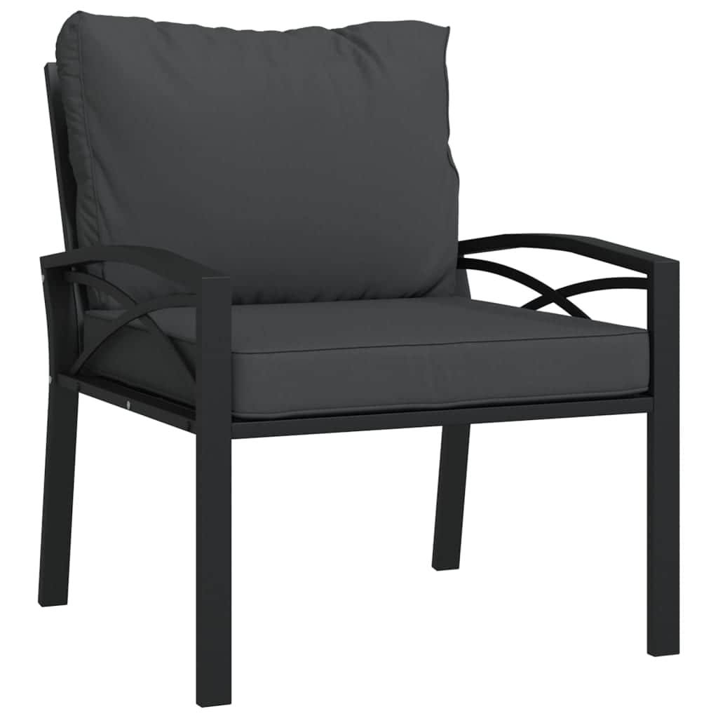 Elegant Steel Garden Chairs with Grey Cushions - Set of 2