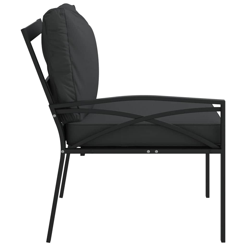 Elegant Steel Garden Chairs with Grey Cushions - Set of 2
