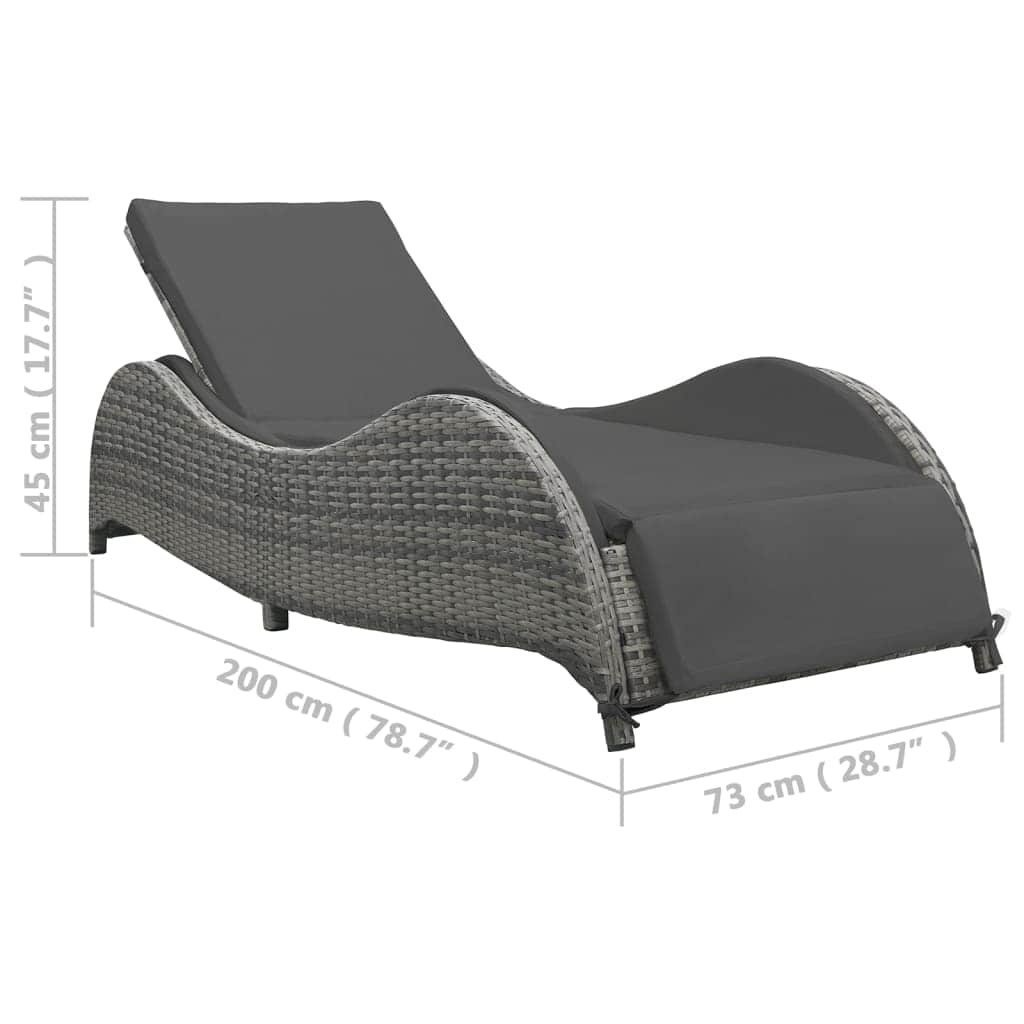 Elegant Sun Lounger with Cushion Poly Relaxing Seating Evening