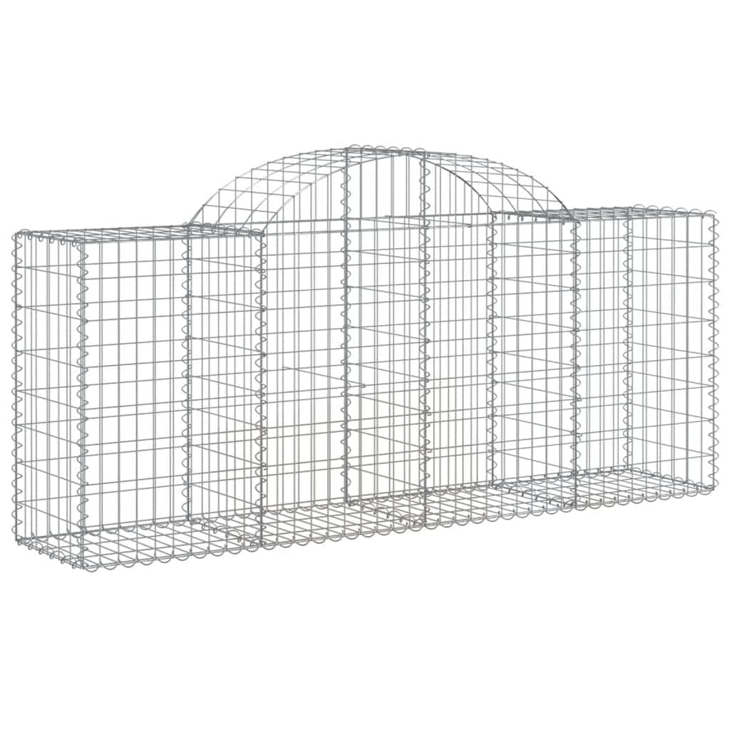 Elegant Trio of Arched Gabion Baskets: Galvanized Iron Garden Sculptures