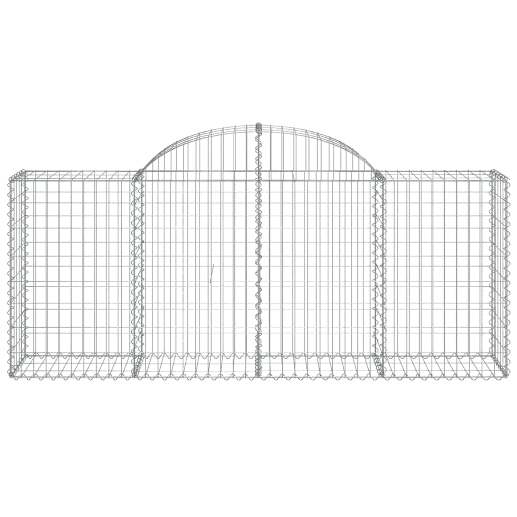 Elegant Trio of Arched Gabion Baskets: Galvanized Iron Garden Sculptures