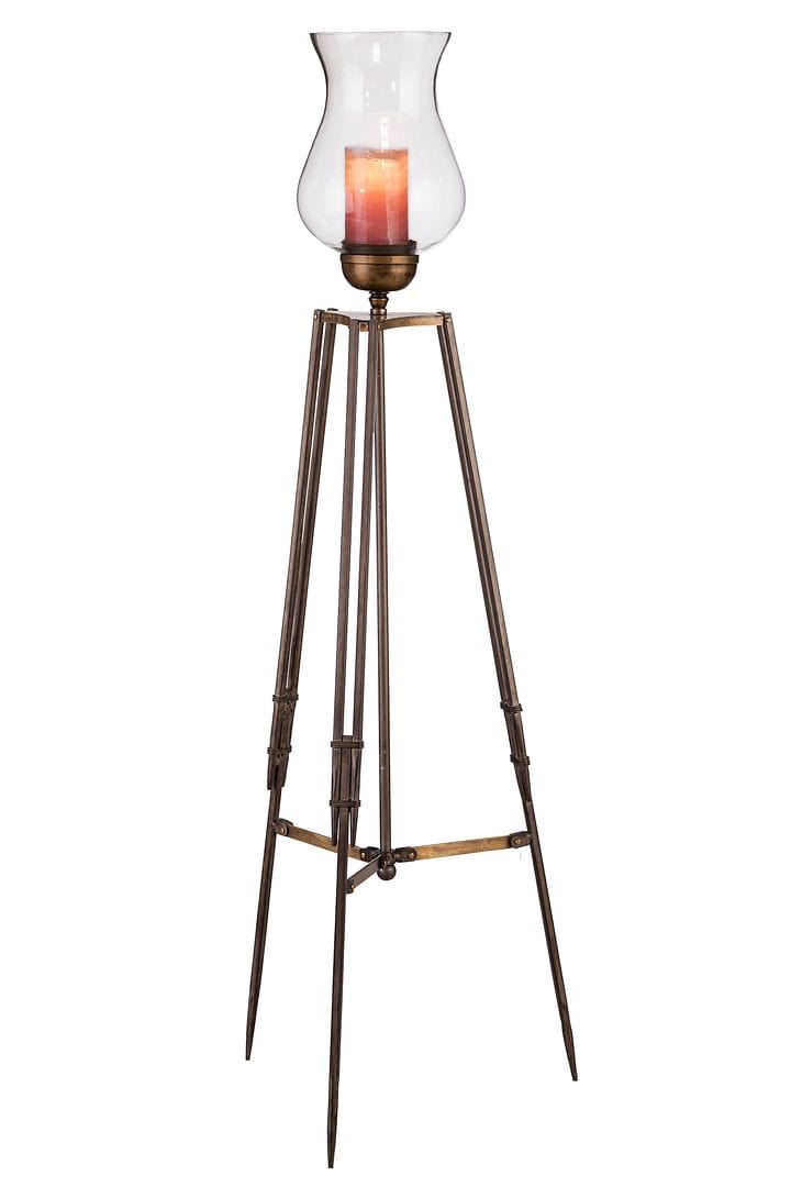 Elegant Tripod Candle Holder Floor Stand with Glass Globe Lamp