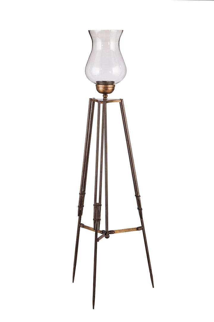 Elegant Tripod Candle Holder Floor Stand with Glass Globe Lamp