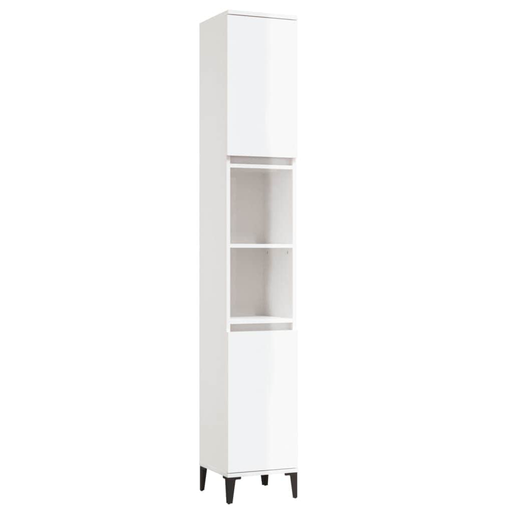 Elegant White Engineered Wood 3-Piece Bath Furnishing Ensemble