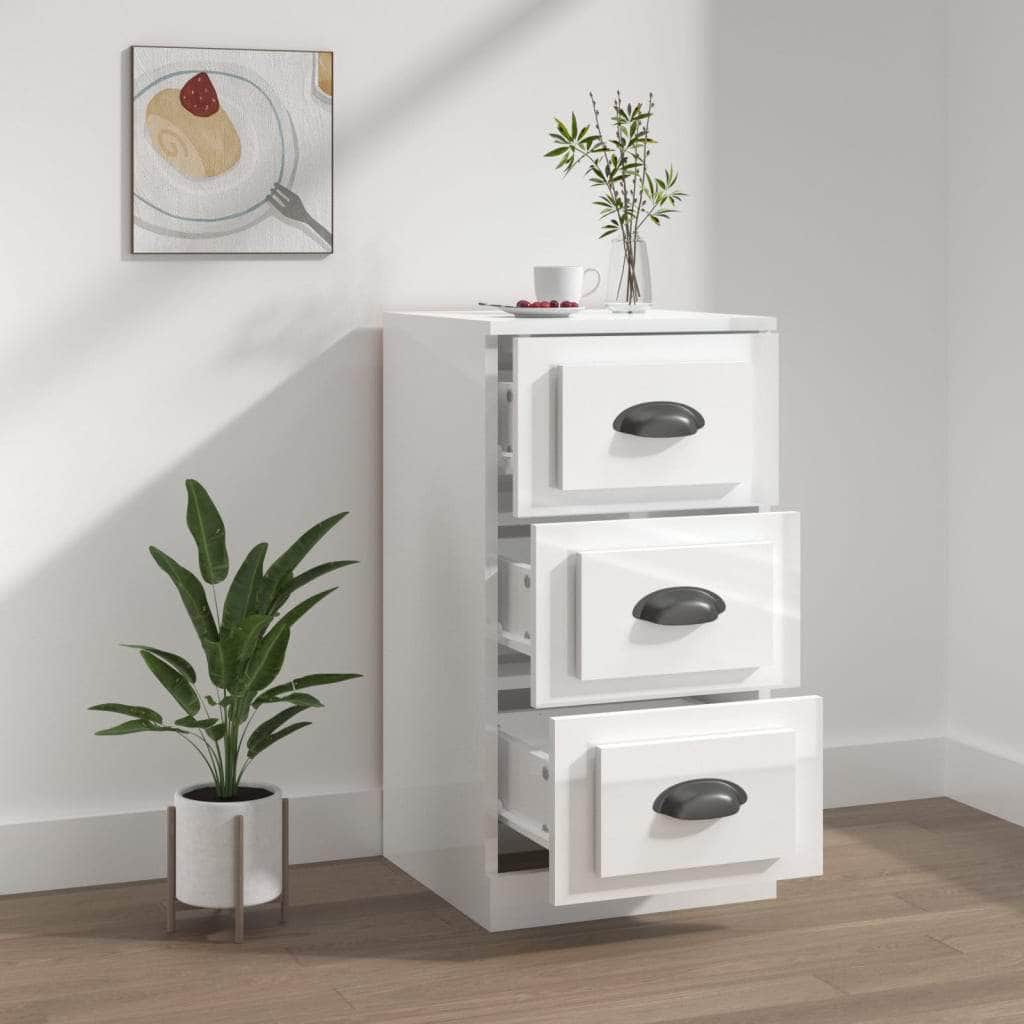 Elegant White Engineered Wood Sideboard