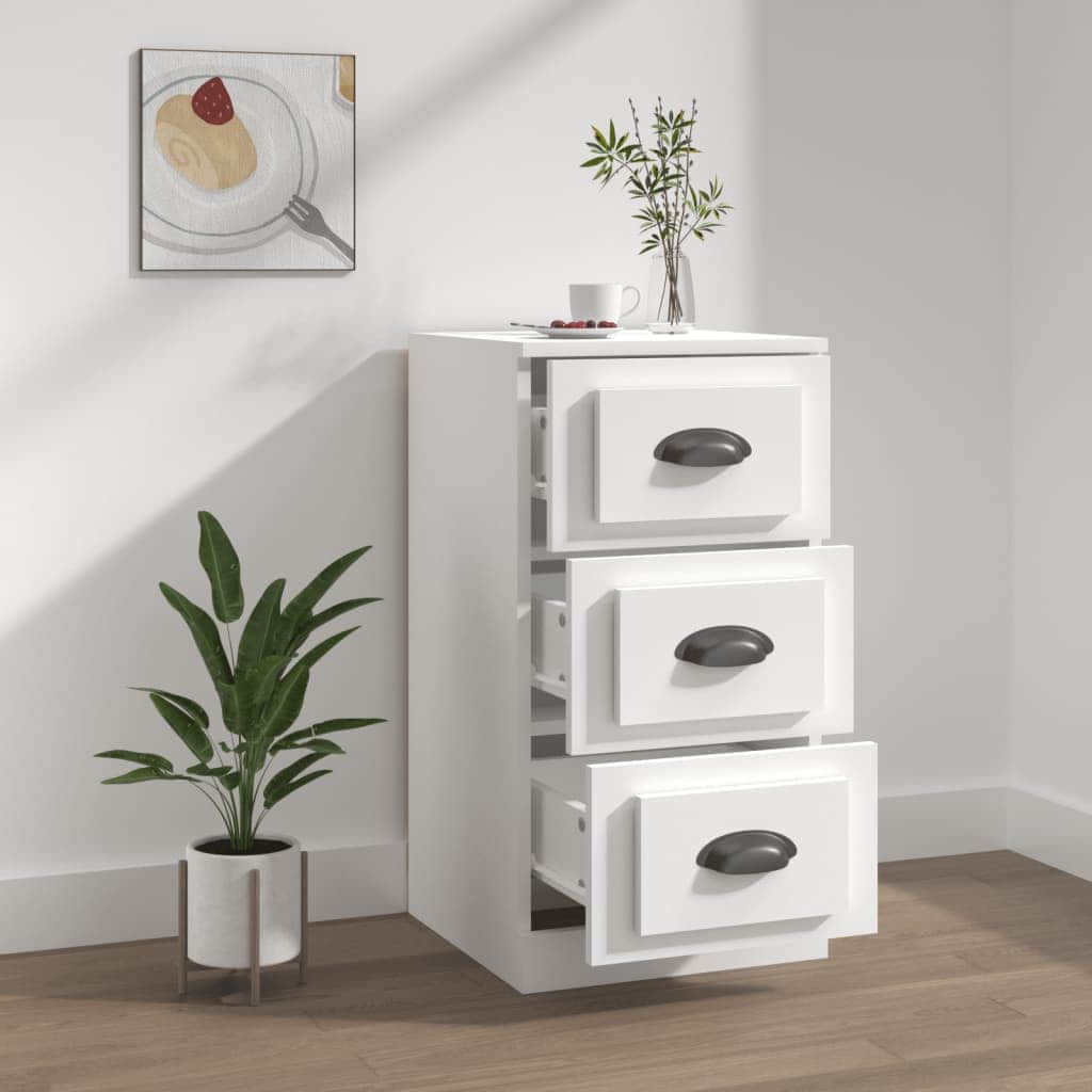 Elegant White Engineered Wood Sideboard