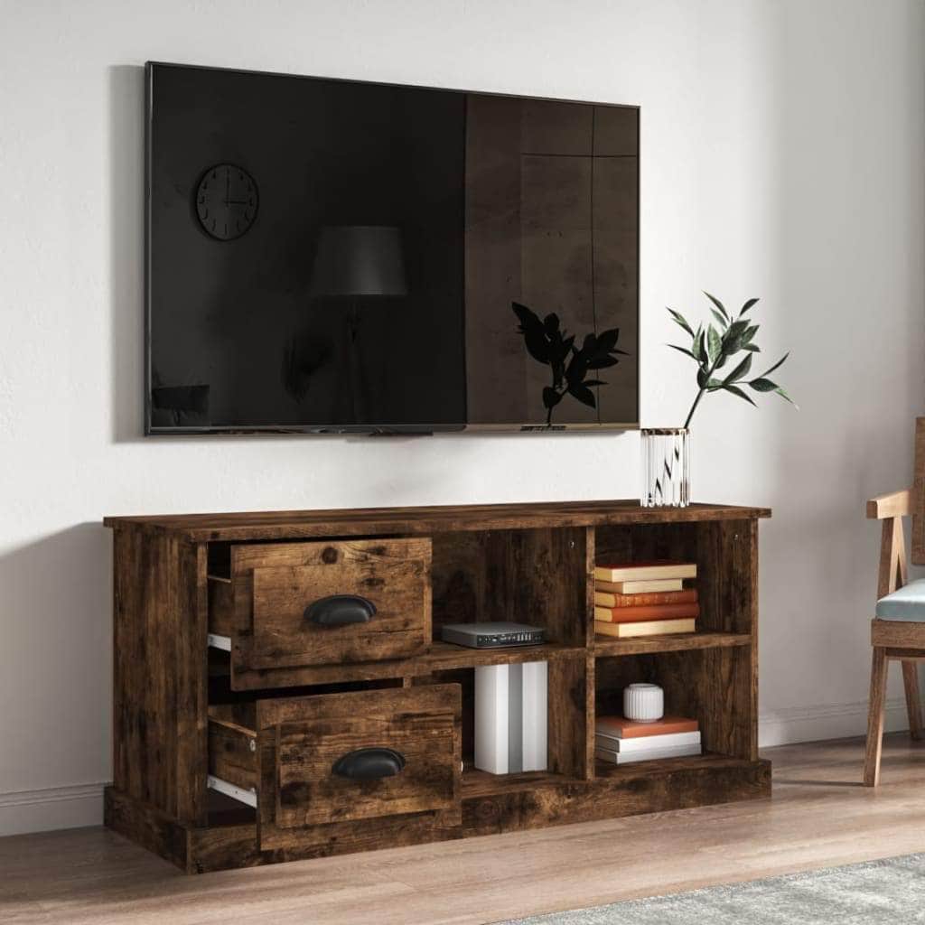Elegant White Engineered Wood TV Cabinet