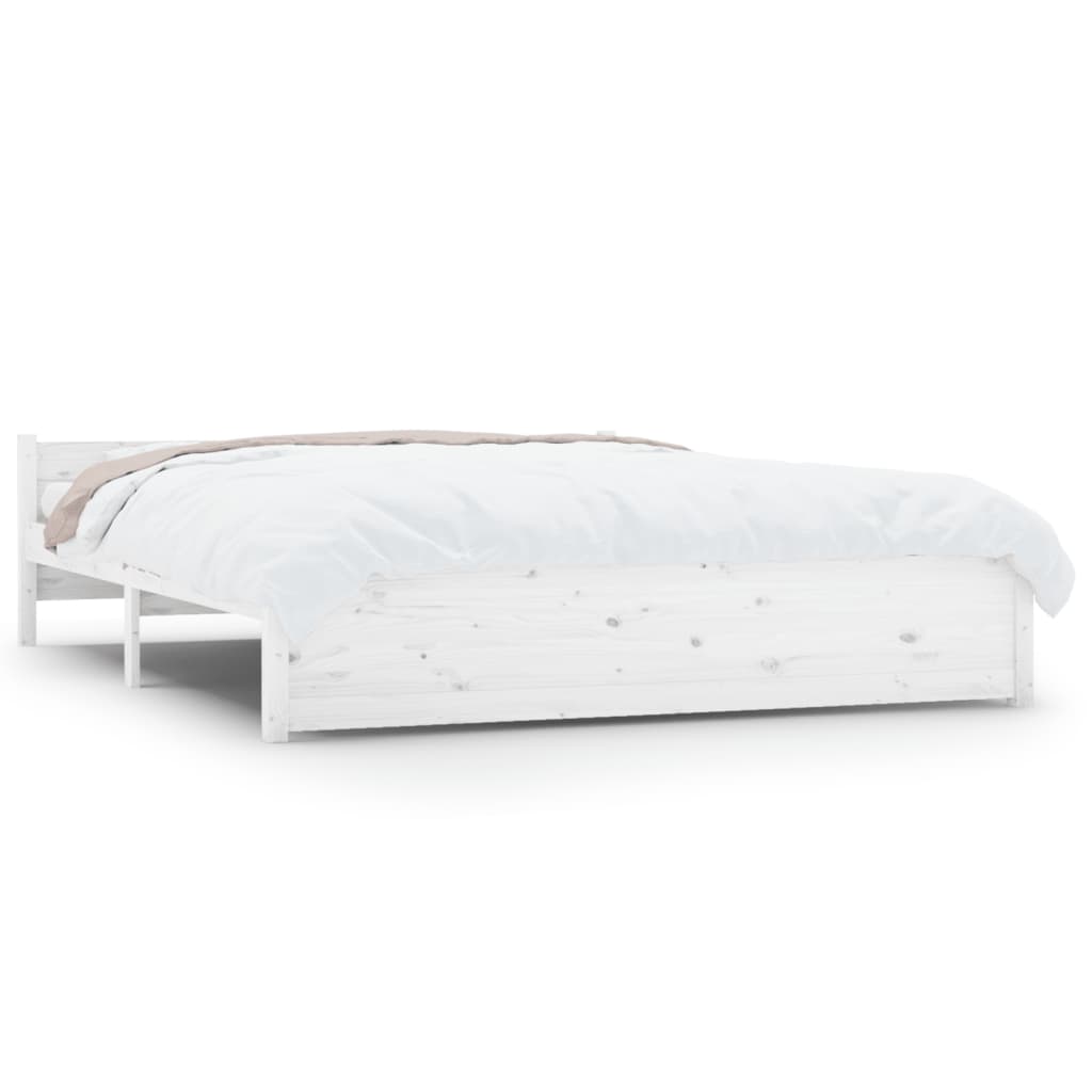 Elegant White Queen/King Single Solid Wood Bed Frame