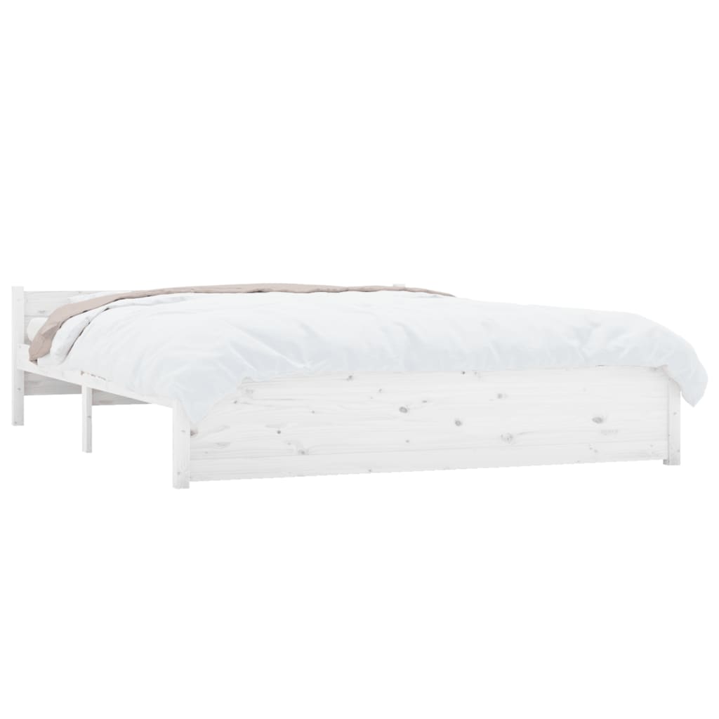 Elegant White Queen/King Single Solid Wood Bed Frame